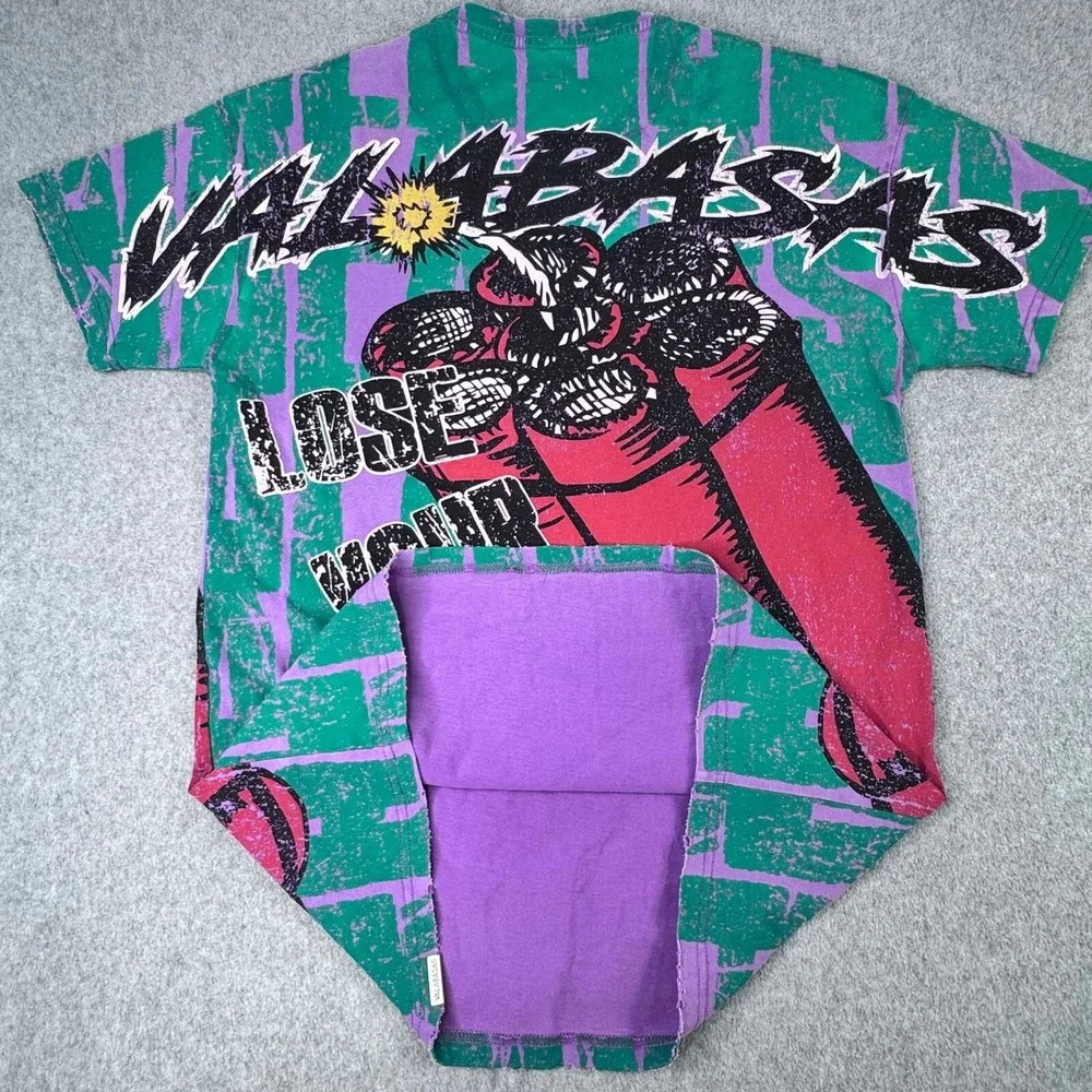 RARE Valabasas Vintage Tee Boom Lose Your Mind All‎ Over Graphic Tee Size XS